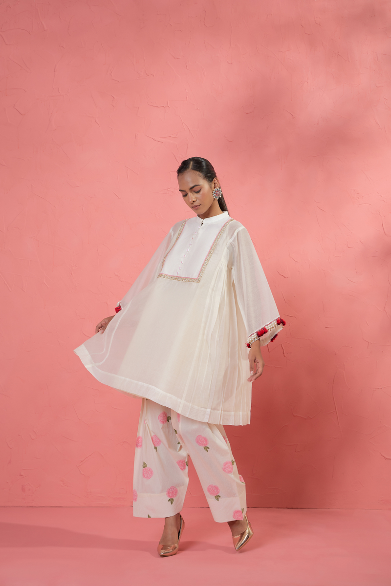Rose Blush Set cotton cambric light kurta set by AAVIDI in multicolor for women Worldwide