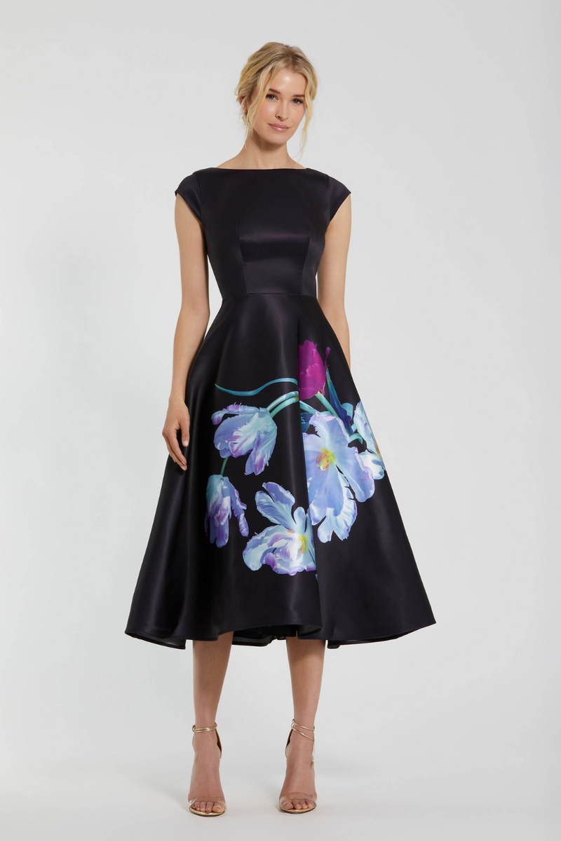 20995-Floral Print-Black Multi mul by Mac Duggal in black color for women Worldwide