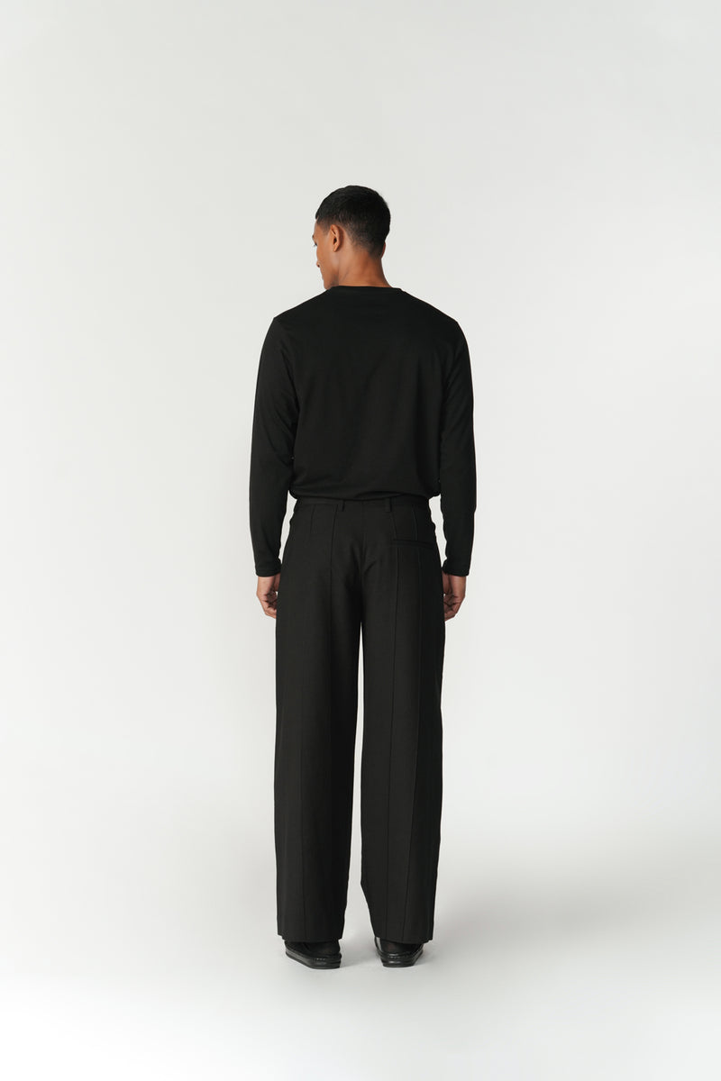 Straight Leg Pin-Tuck Pants pant/trouser by Turn Black in black for men Worldwide