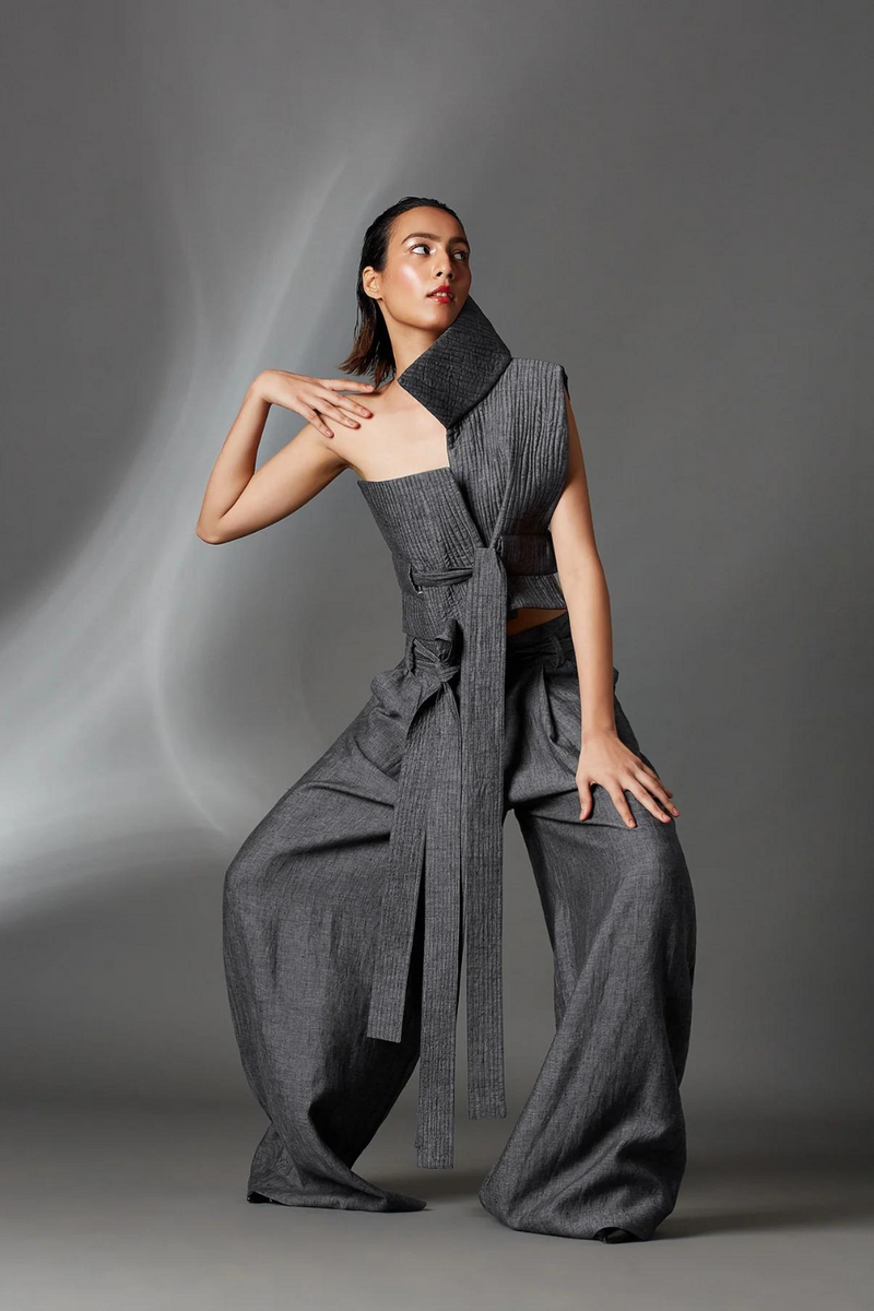 Hardy Trousers-Steel Grey by Chola in grey color for women Worldwide