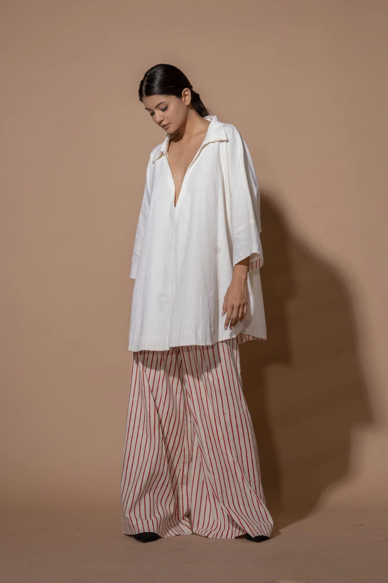 Chive Shirt viscose lycra tops and shirts by Stoique in offwhite, red, natural for women Worldwide