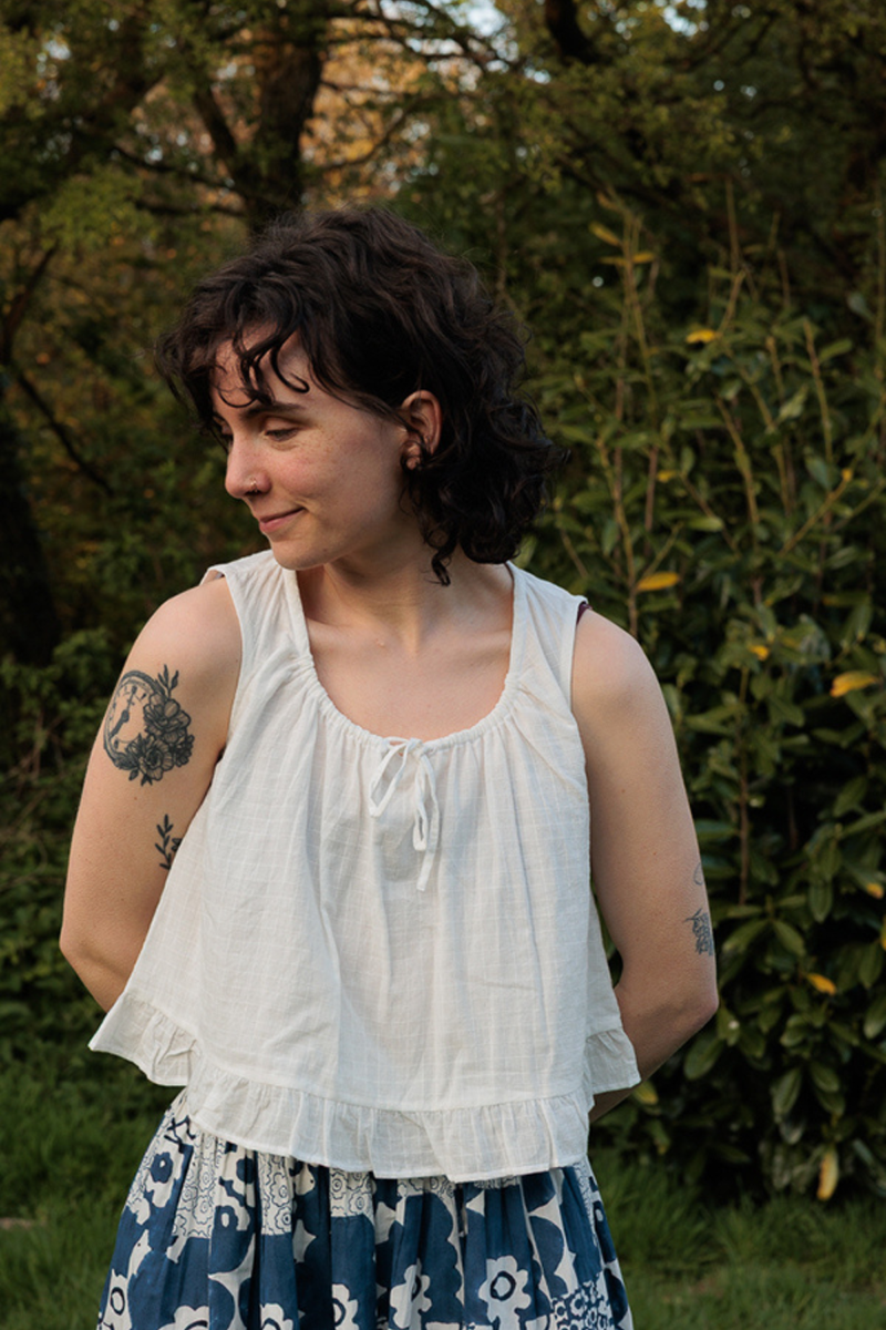 Alice Top-White cotton muslin top/shirt by World of Crow in white for women Worldwide