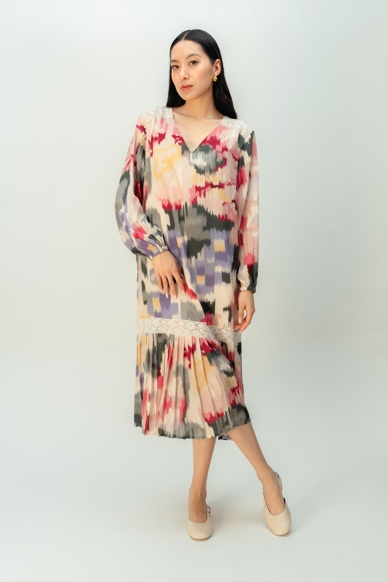 POWDER ROSE DRESS crepe dress by Ode to Odd in multi for women Worldwide