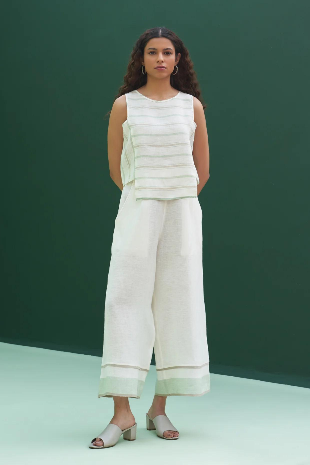 Jiho Striped Linen Crop Top
- Mint