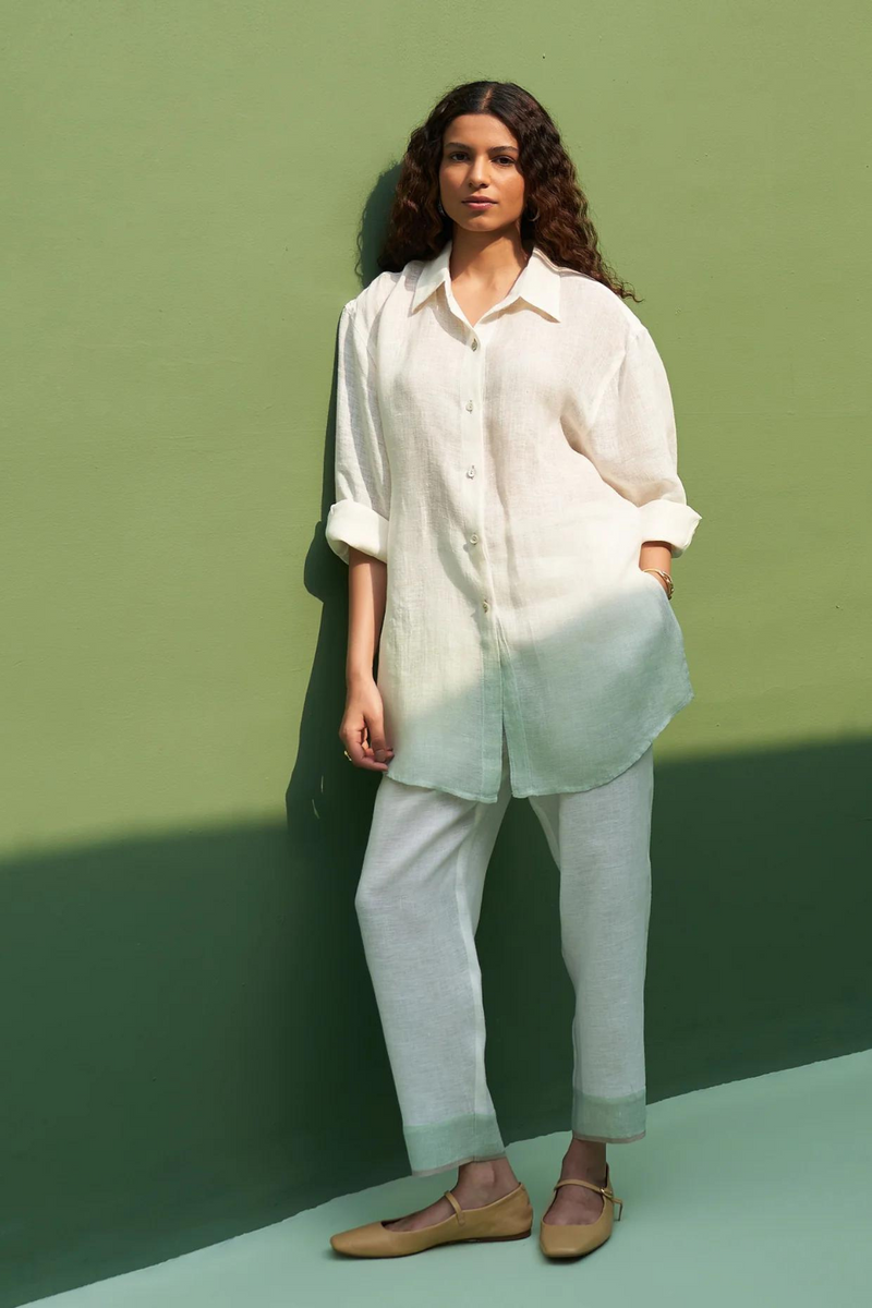 Lessa Sheer Linen Co-ord Set 
 - Ivory linen by Manan in ivory color for women Worldwide