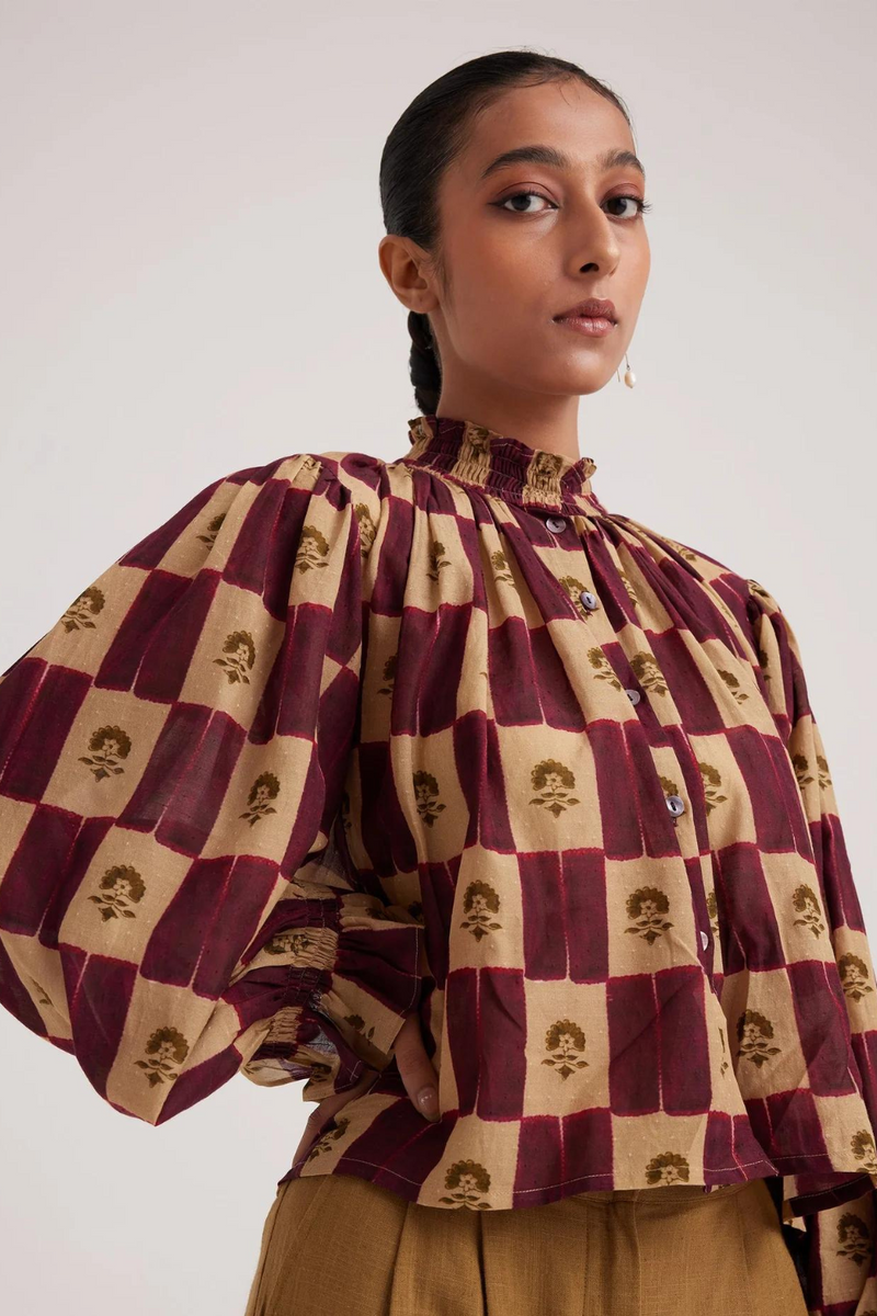 Elsa Top-Stamp Checks cotton by CORD for women Worldwide