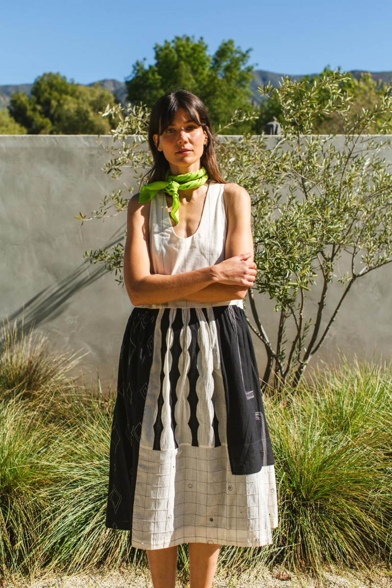 Joan Dress-Black and White 100% cotton by World of Crow in black color for women Worldwide