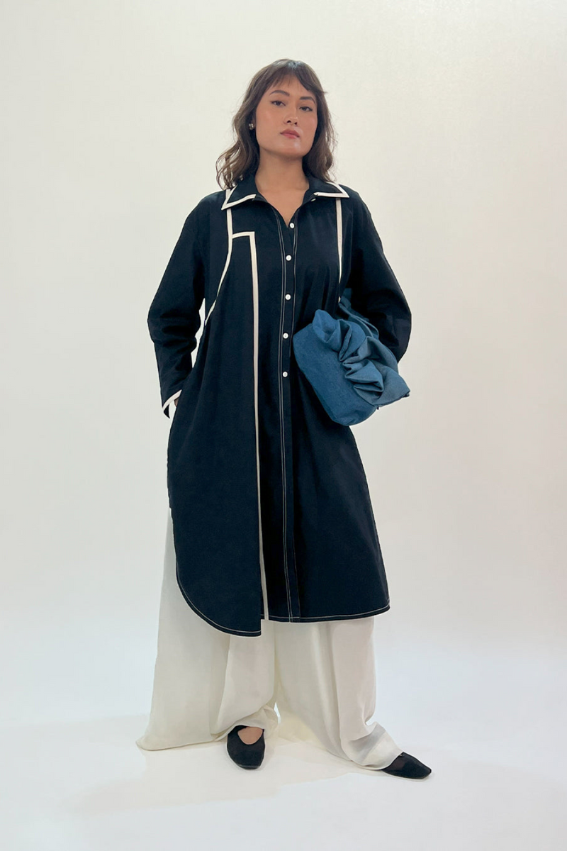 Line shirt dress-Raven 100% cotton by Leh Studios for women Worldwide