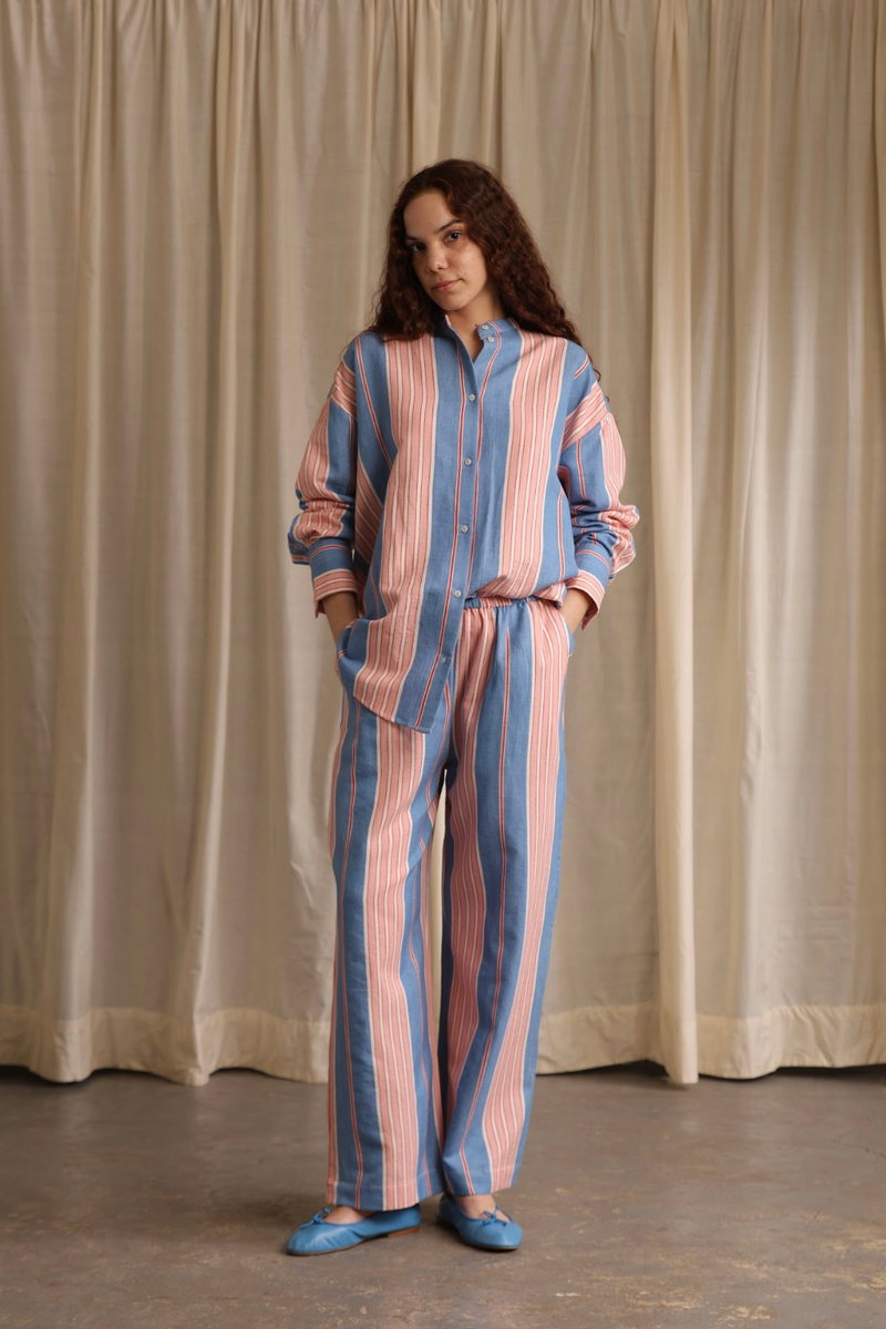 Lola Pants cotton by MASON AND MILL in blue color for women Worldwide