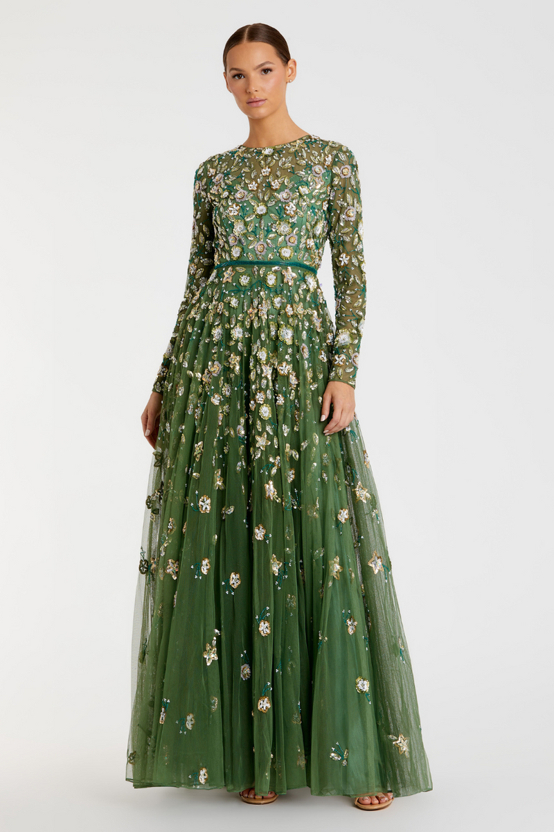 5533- A Line Gown-Sage by Mac Duggal for women Worldwide