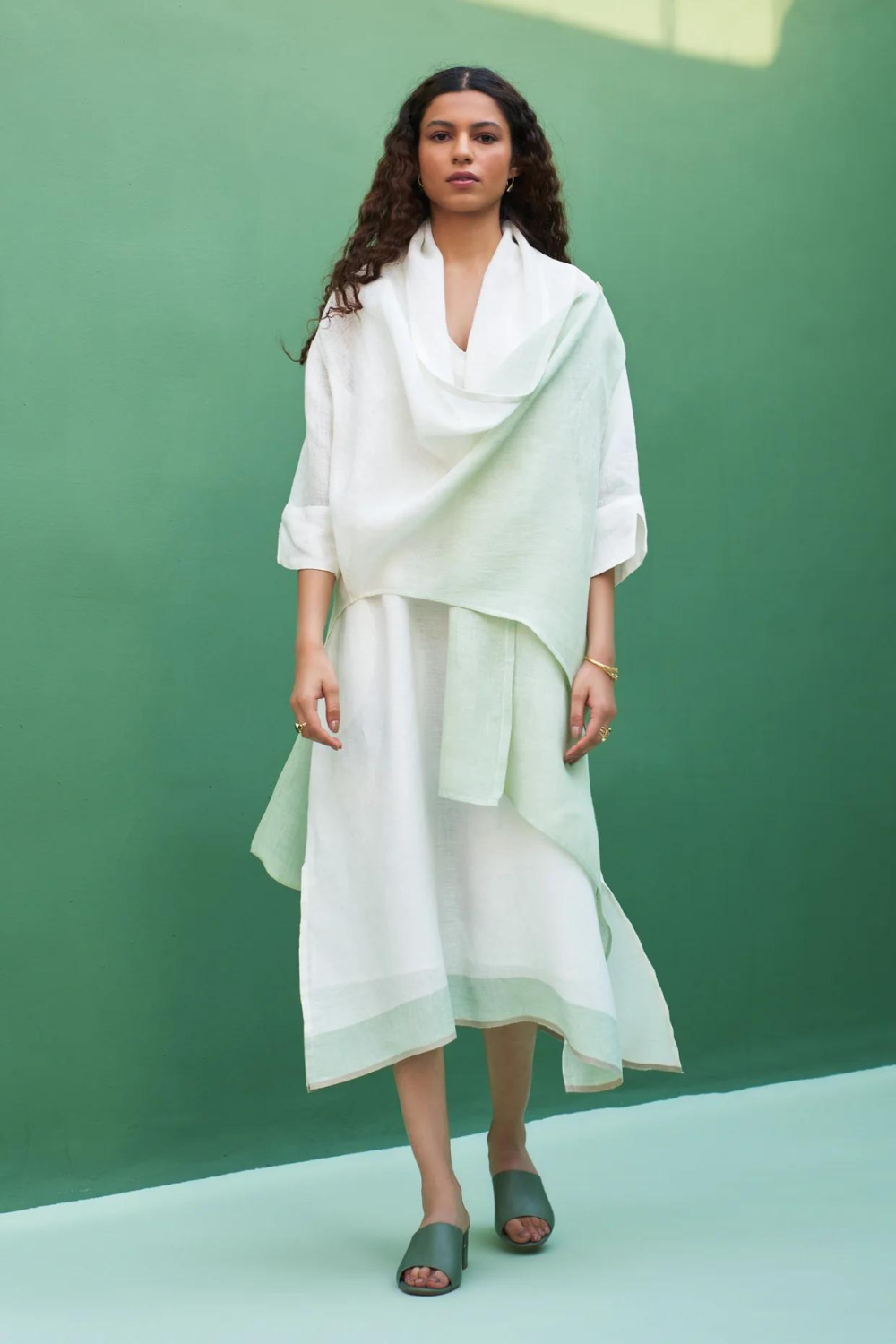 Jin Linen Dress With Overlay
- Ivory