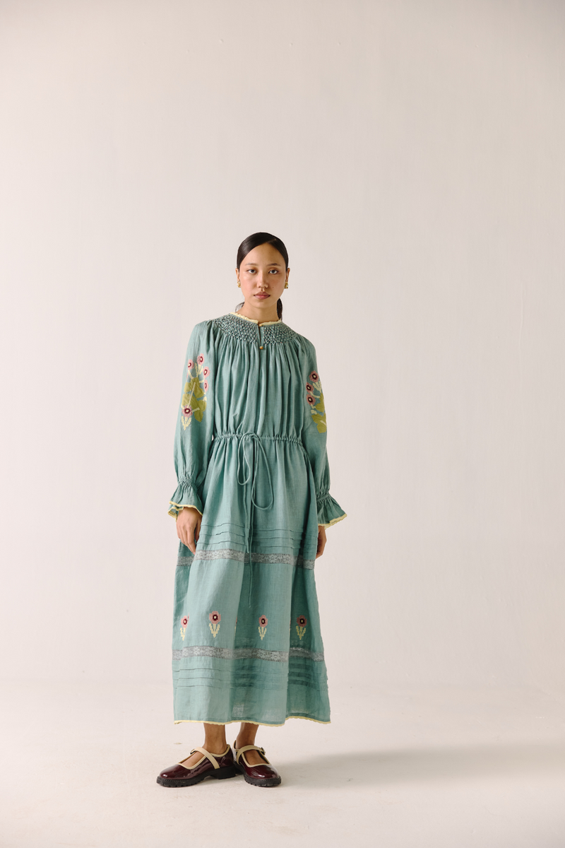 Edith Dress - Pale Blue Pixel Applique by CORD in blue for women Worldwide