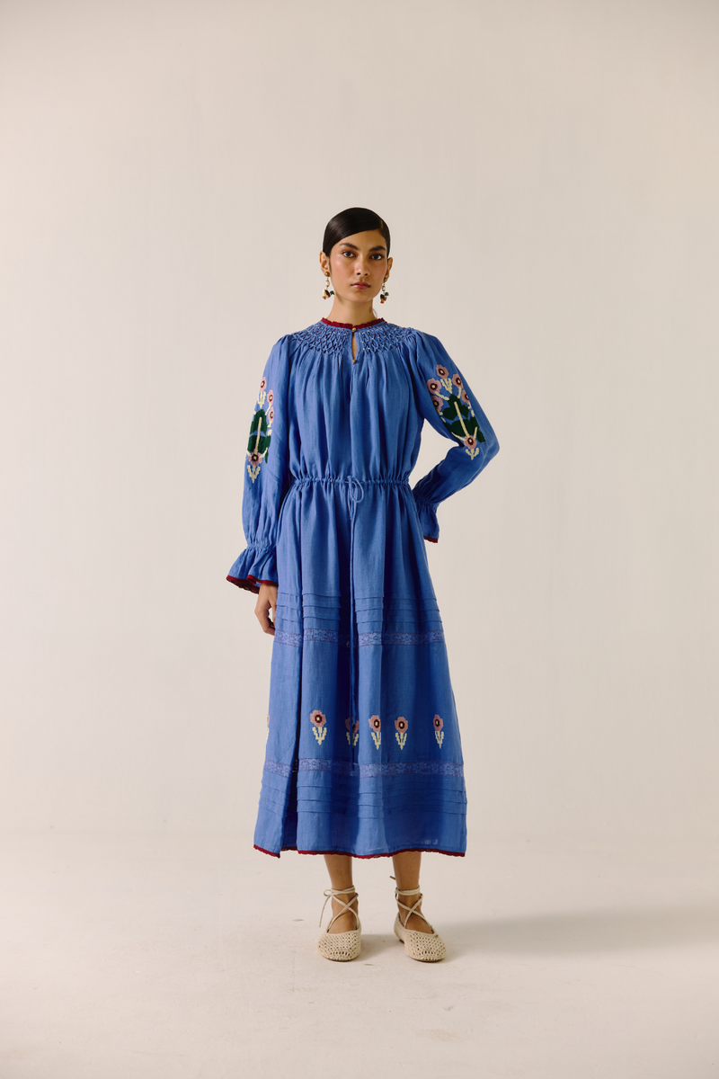 Edith Dress - Electric Blue Pixel Applique by CORD in blue for women Worldwide