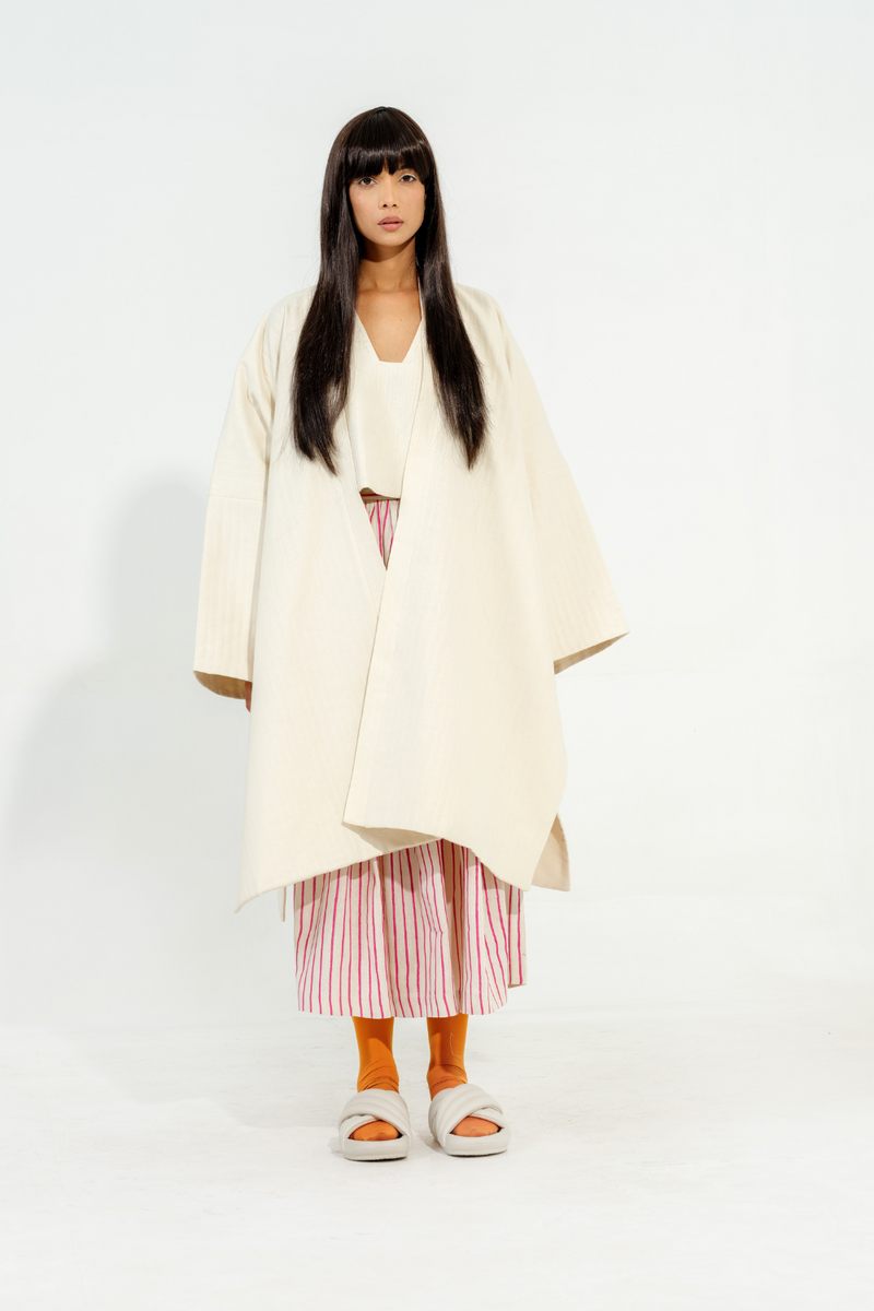 Shitake Jacket cotton matty jackets and overlays by Stoique in natural, pink for women Worldwide
