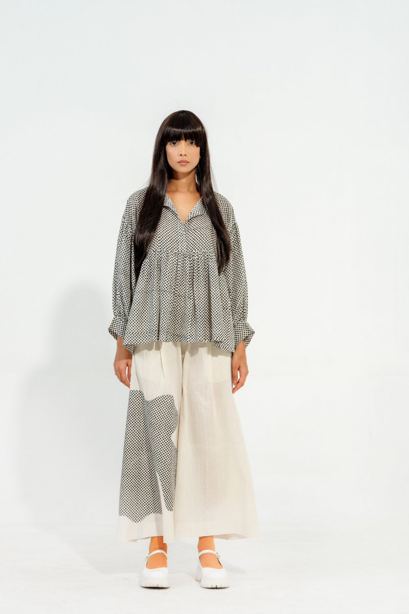 Camphor Top cotton muslin tops and shirts by Stoique in natural, black for women Worldwide