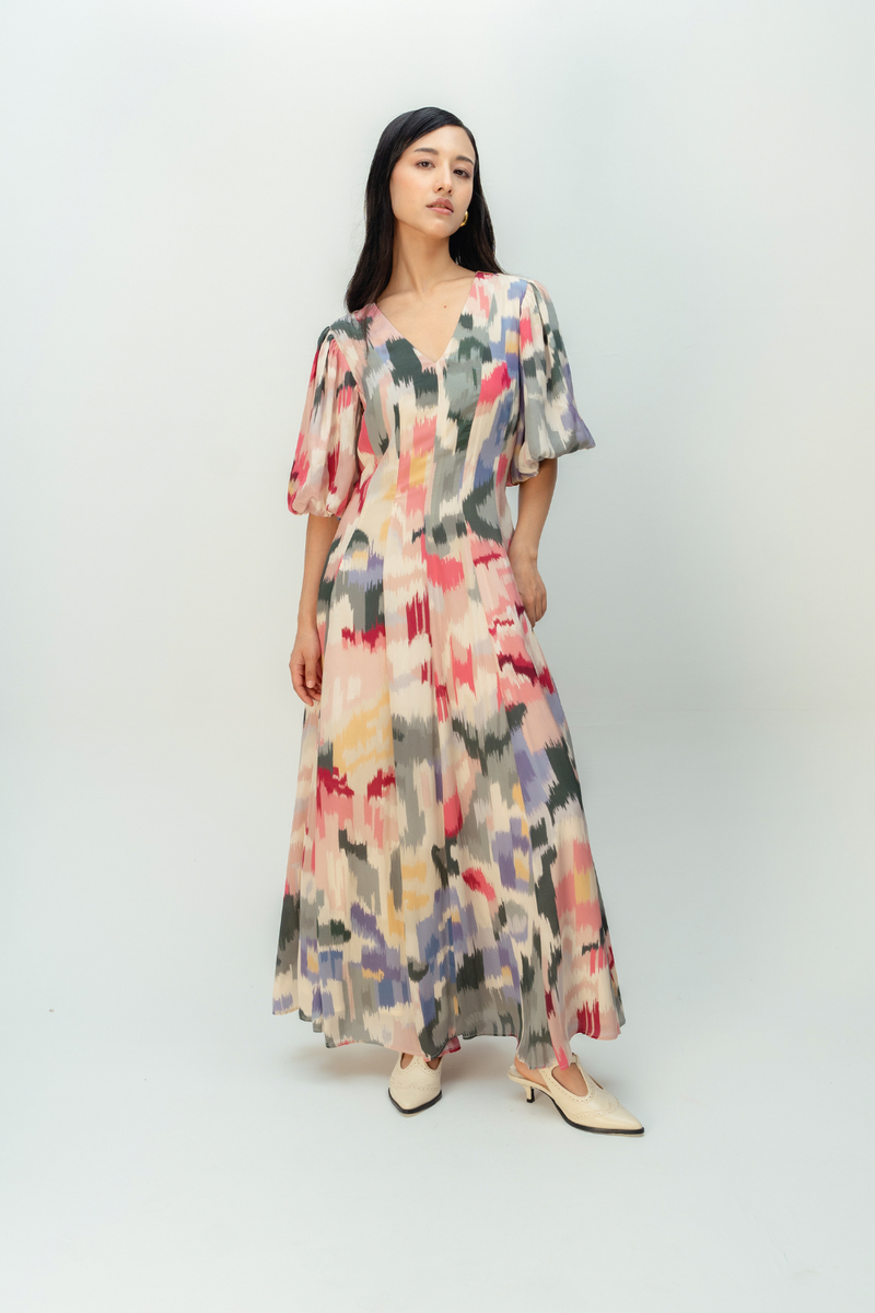 SUNWOVEN TALE DRESS crepe dress by Ode to Odd in multi for women Worldwide