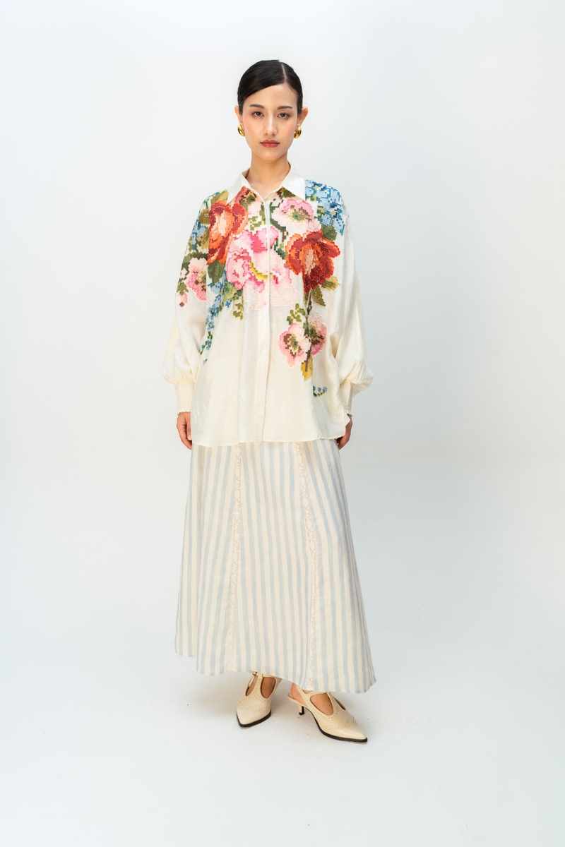 MEADOW ECHO SHIRT silk top/shirt by Ode to Odd in off white for women Worldwide