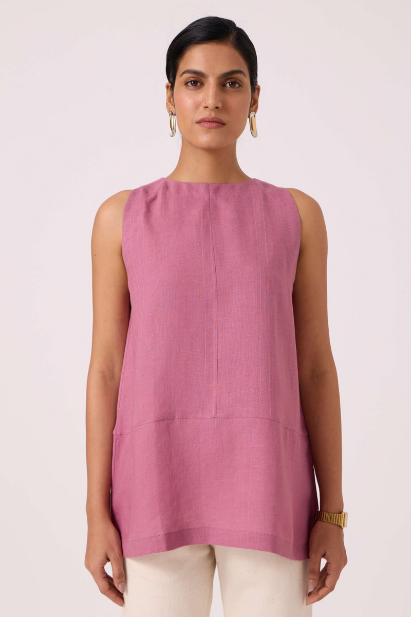 Eyre Lilac Linen Top by The Summer House in mauve color for women Worldwide
