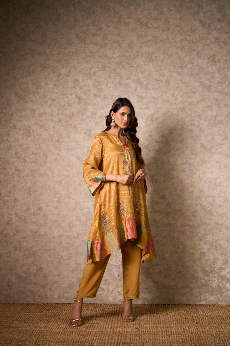 Zing Kurta Set - Ochre tissue by Priti Prashant for women Worldwide