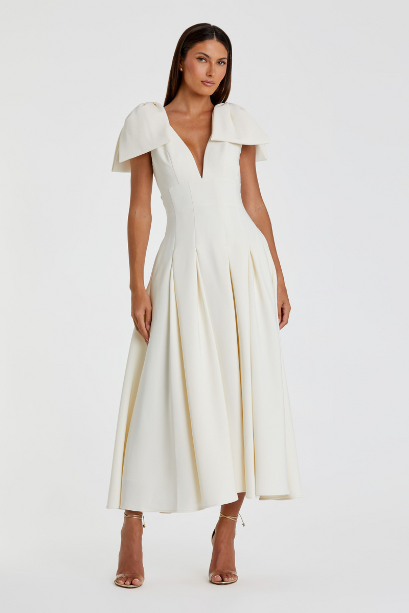 21046-Dress with Bow Straps-Ivory by Mac Duggal in ivory color for women Worldwide