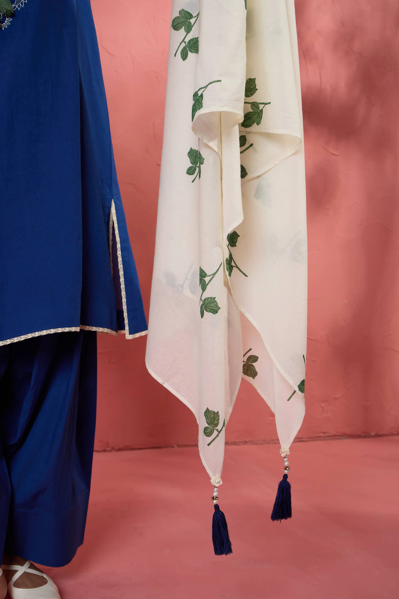 Leaf Dupatta cotton cambric dupatta by AAVIDI for women Worldwide