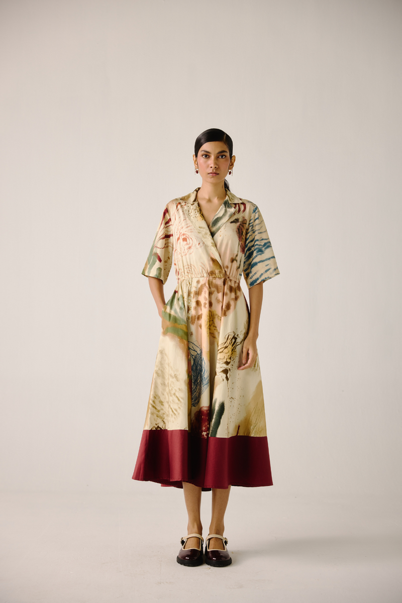 Print Blocked Dress - Abstract cotton by CORD for women Worldwide