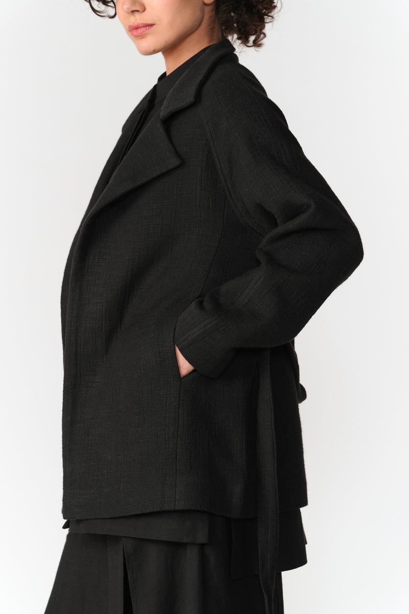 Chenille Short Overcoat jacket/overlay by Turn Black in black for women Worldwide