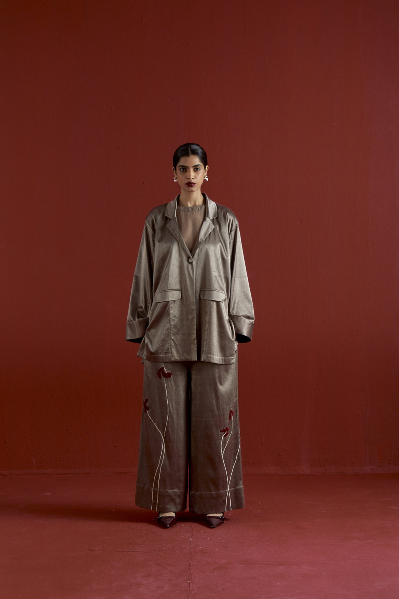 WIDE SLEEVE JACKET CO-ORD-CEDAR satin by THREE for women Worldwide