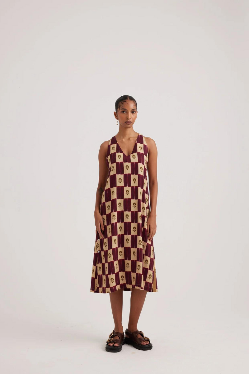 Zen Dress-Stamp Checks rayon by CORD for women Worldwide