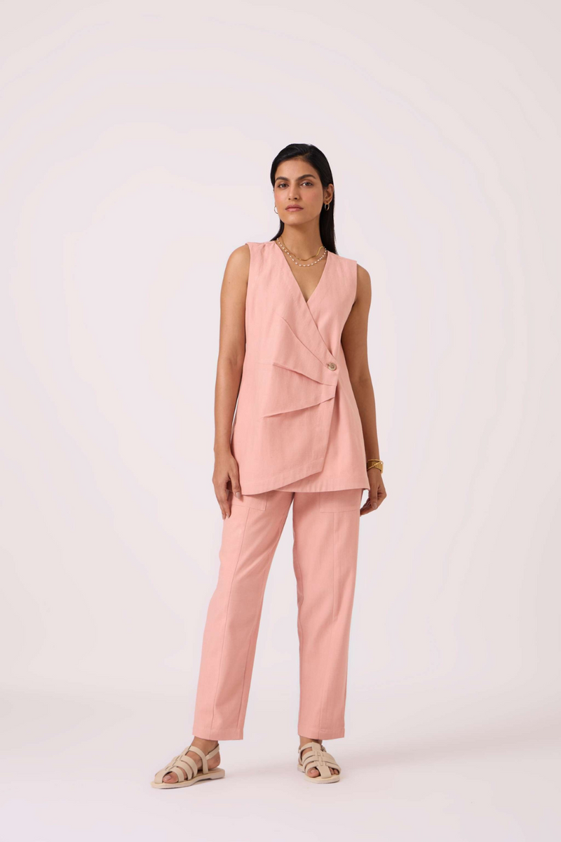 Karenin Pink Handwoven Top cotton by The Summer House in pink color for women Worldwide