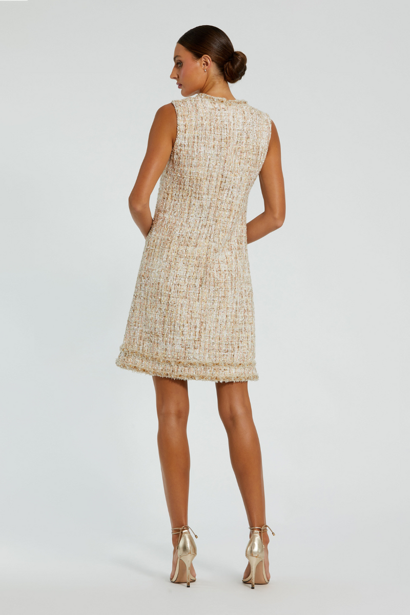 20795- Shift Dress-Blush by Mac Duggal in blush color for women Worldwide