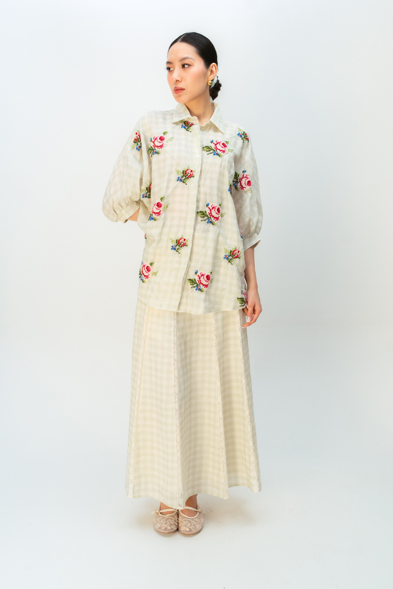 MORNING DUST SHIRT linen top/shirt by Ode to Odd in green for women Worldwide