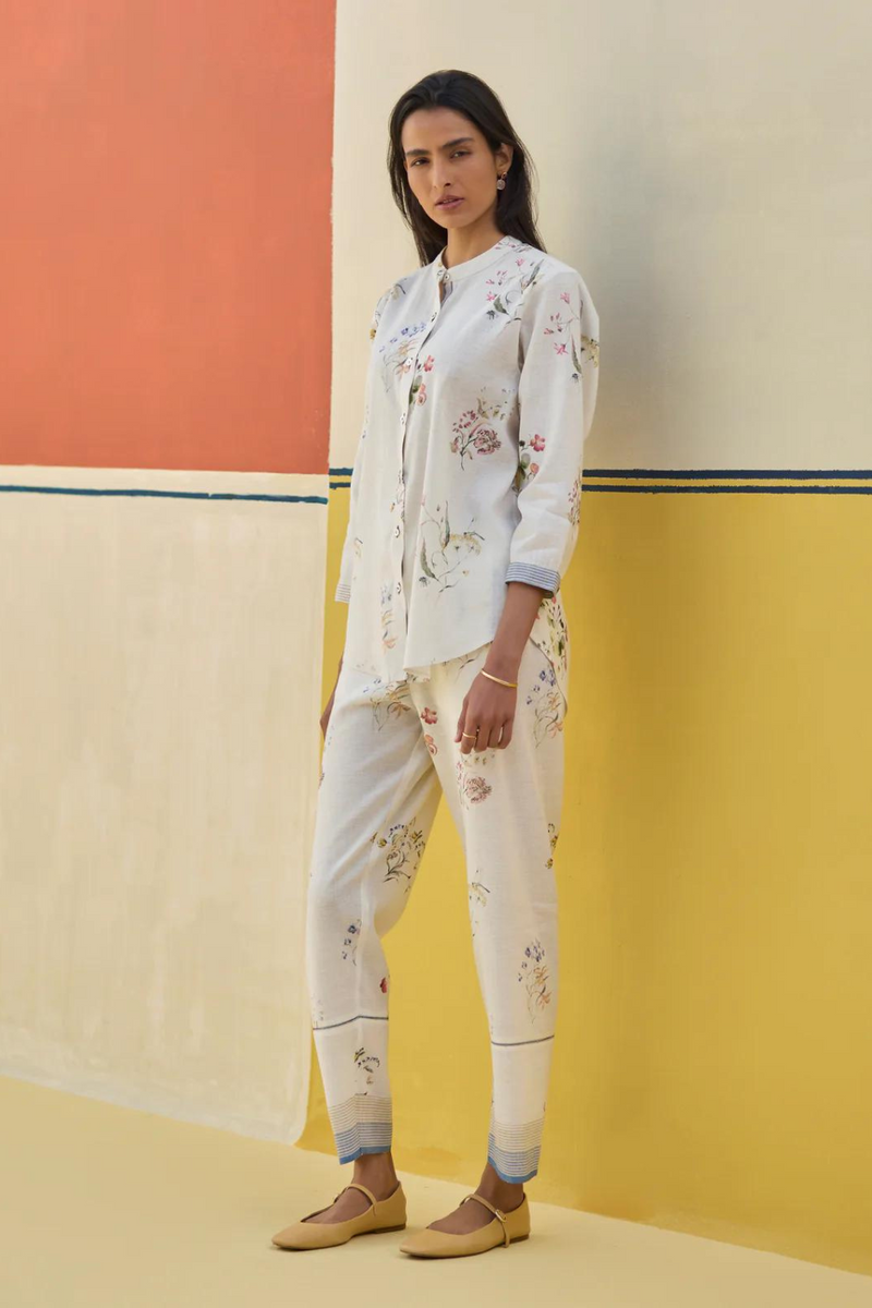 Vani Watercolour Floral Co-ord Set
 -Ivory by Manan in ivory color for women Worldwide