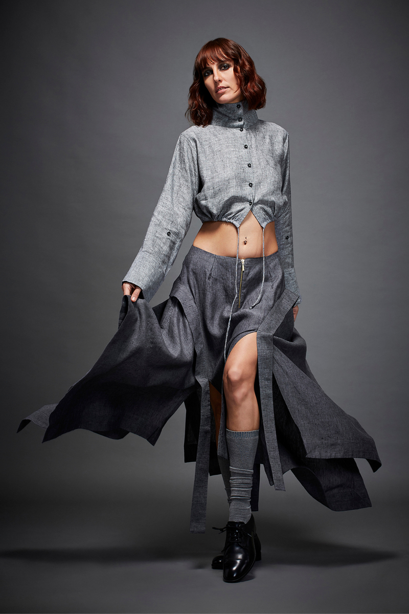 AYLA SKIRT by Chola in grey color for women Worldwide