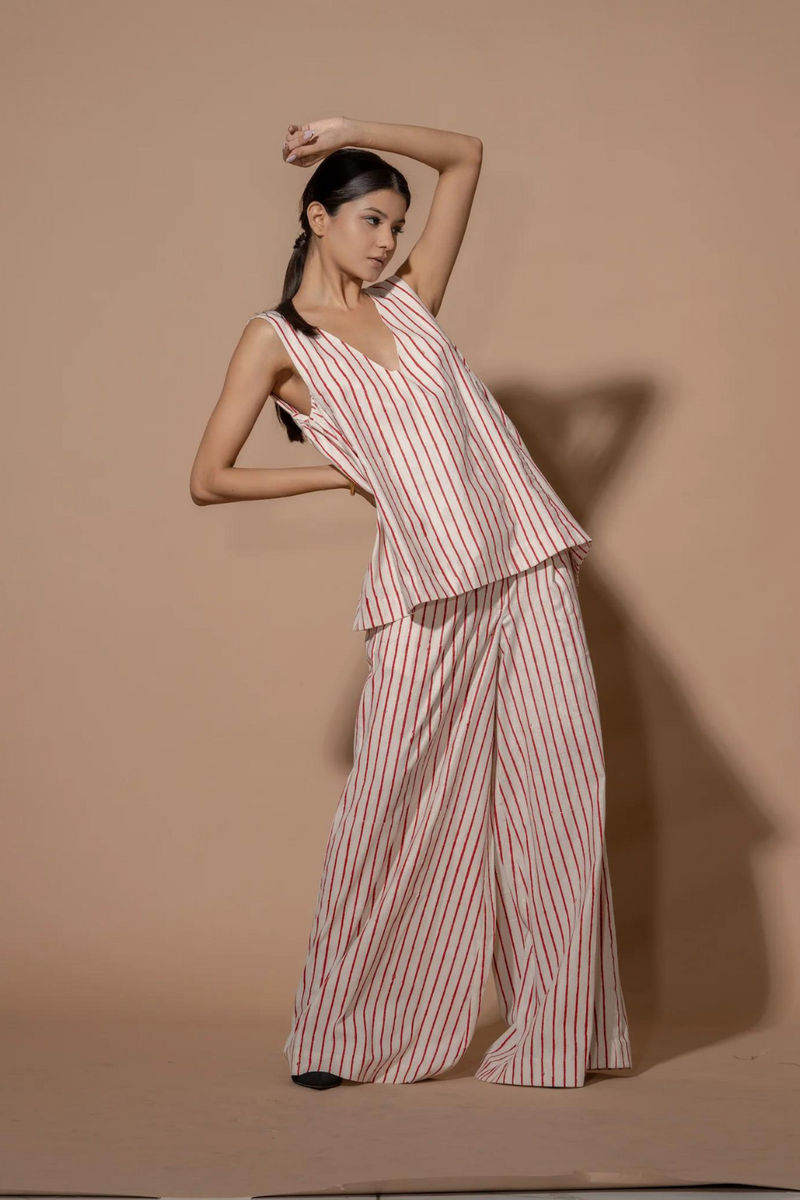 Aloe Top 100% cotton tops and shirts by Stoique in red,  natural for women Worldwide