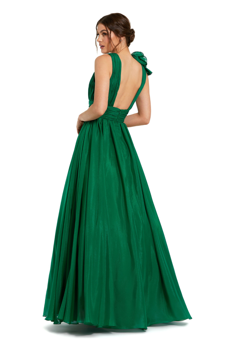 48856-Chiffon Gown-Green by Mac Duggal in green color for women Worldwide