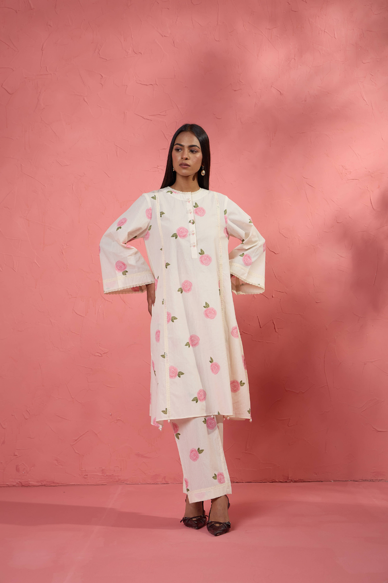 Gul Rose Set 1 cotton cambric light kurta set by AAVIDI in multicolor for women Worldwide