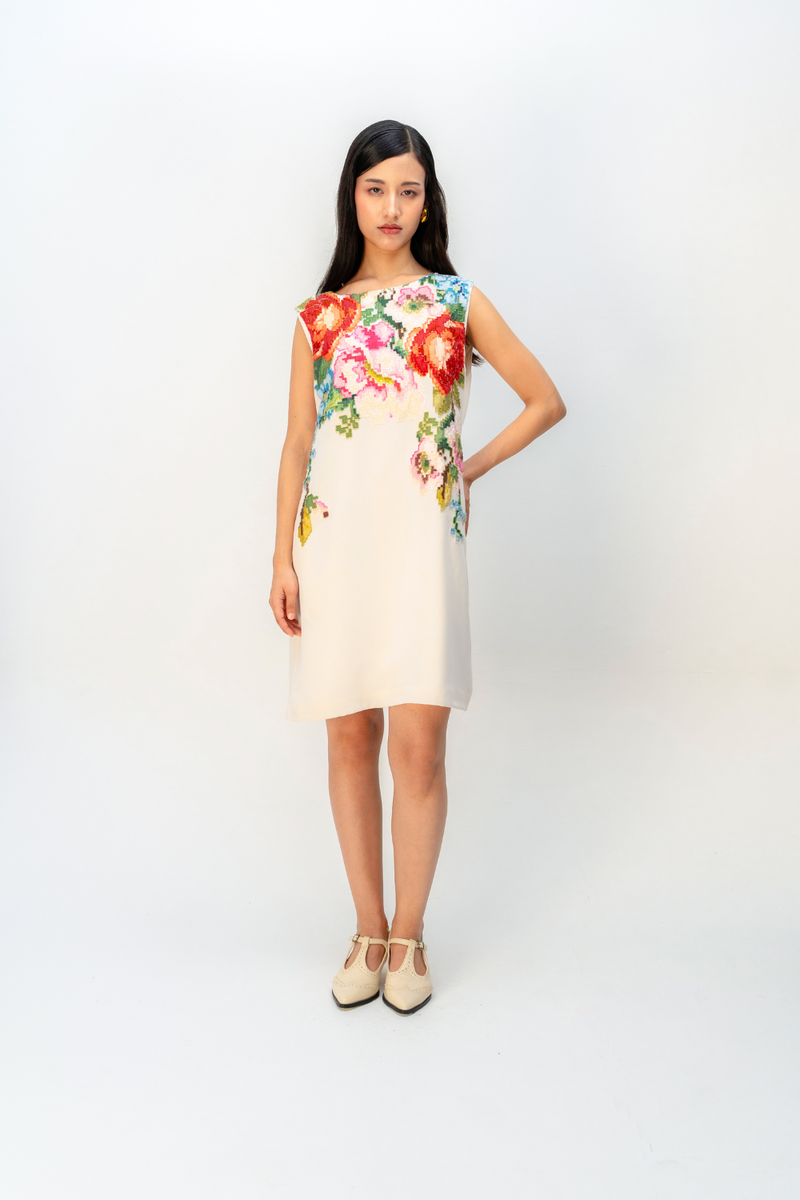 ROSEGARDEN DRESS crepe dress by Ode to Odd in off white for women Worldwide