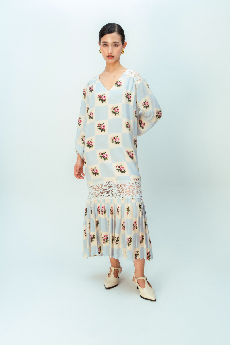 MOONLIT GROVE DRESS crepe dress by Ode to Odd in blue for women Worldwide