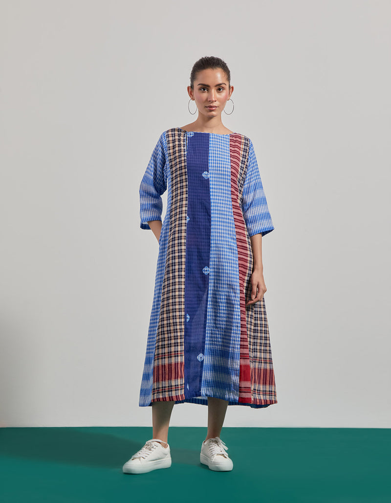 The Sarus Dress gamcha dress by 145 East in blue for women Worldwide