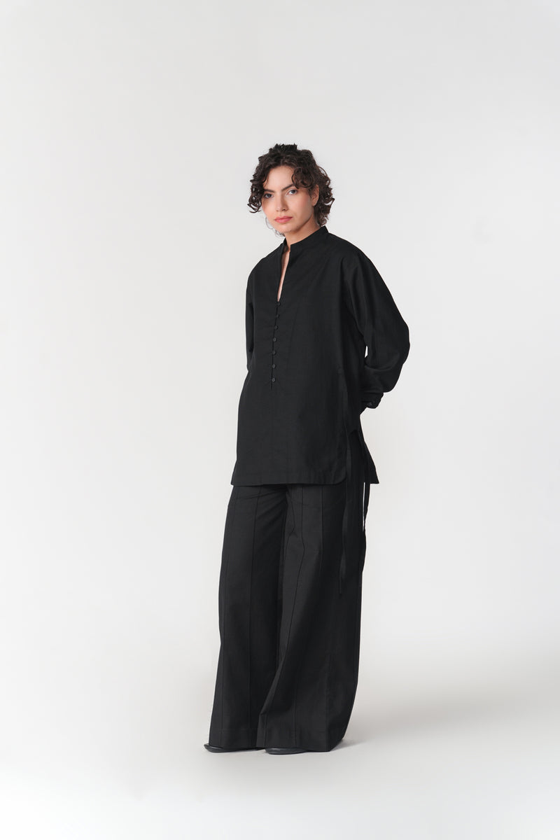 Cotton Tie-Up Top top/shirt by Turn Black in black for women Worldwide