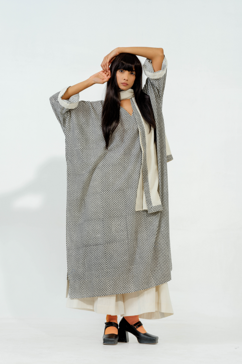 Moringa Dress cotton muslin dresses by Stoique in natural, black for women Worldwide