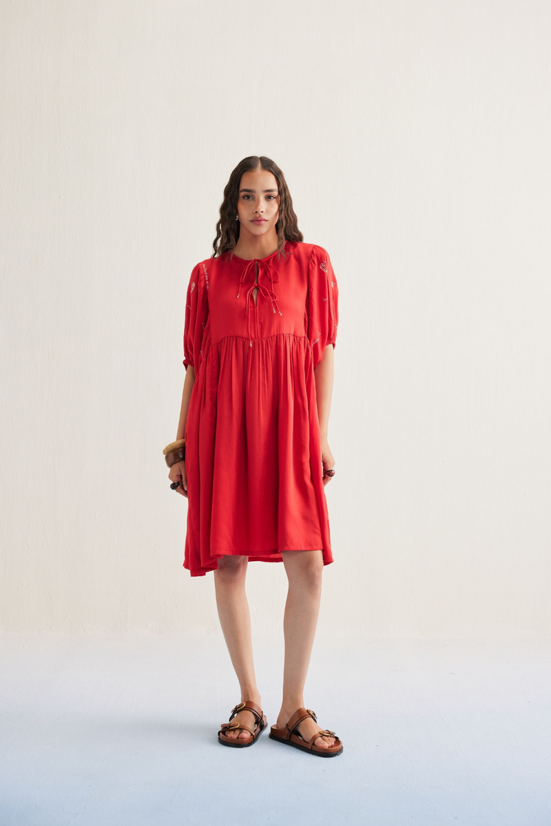 Ocean Wilds Tencel Dress by SUI in red color for women Worldwide
