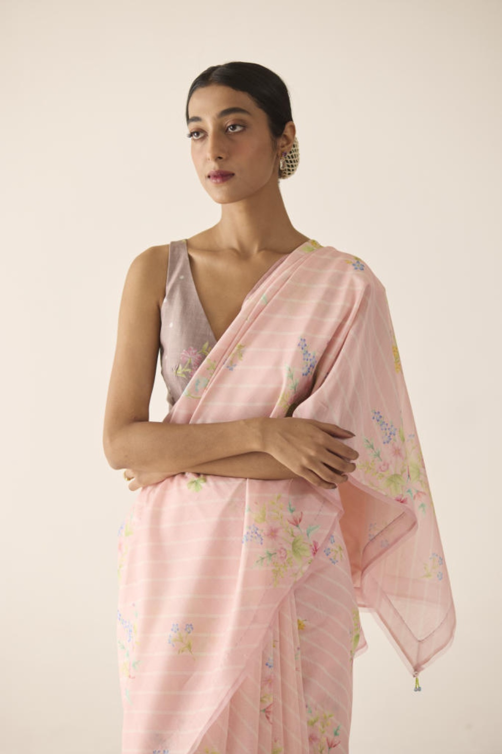 Wildflower Bunch Silk and Cotton Chanderi Sari