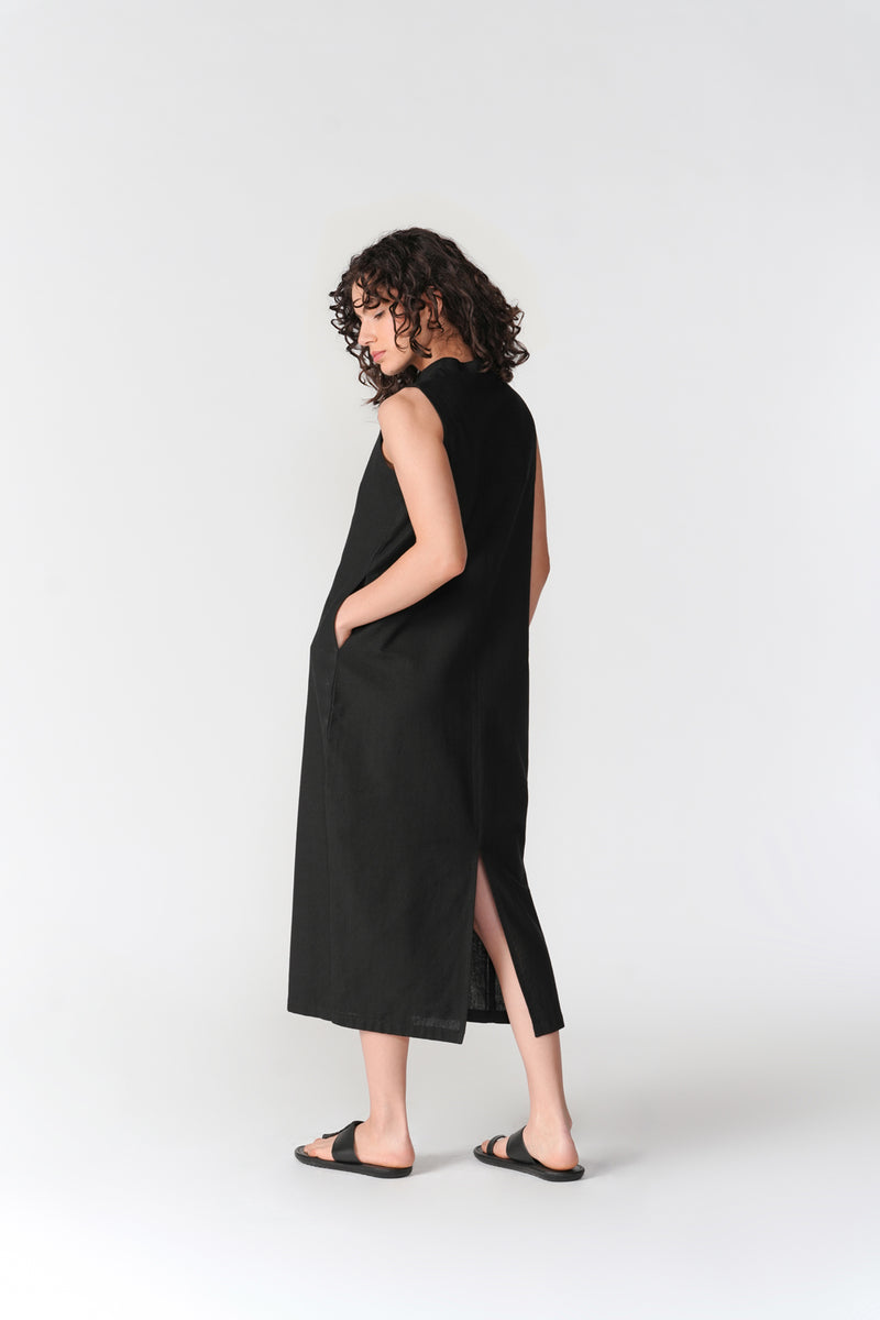 Sleeveless Cocoon Dress dress by Turn Black in black for women Worldwide