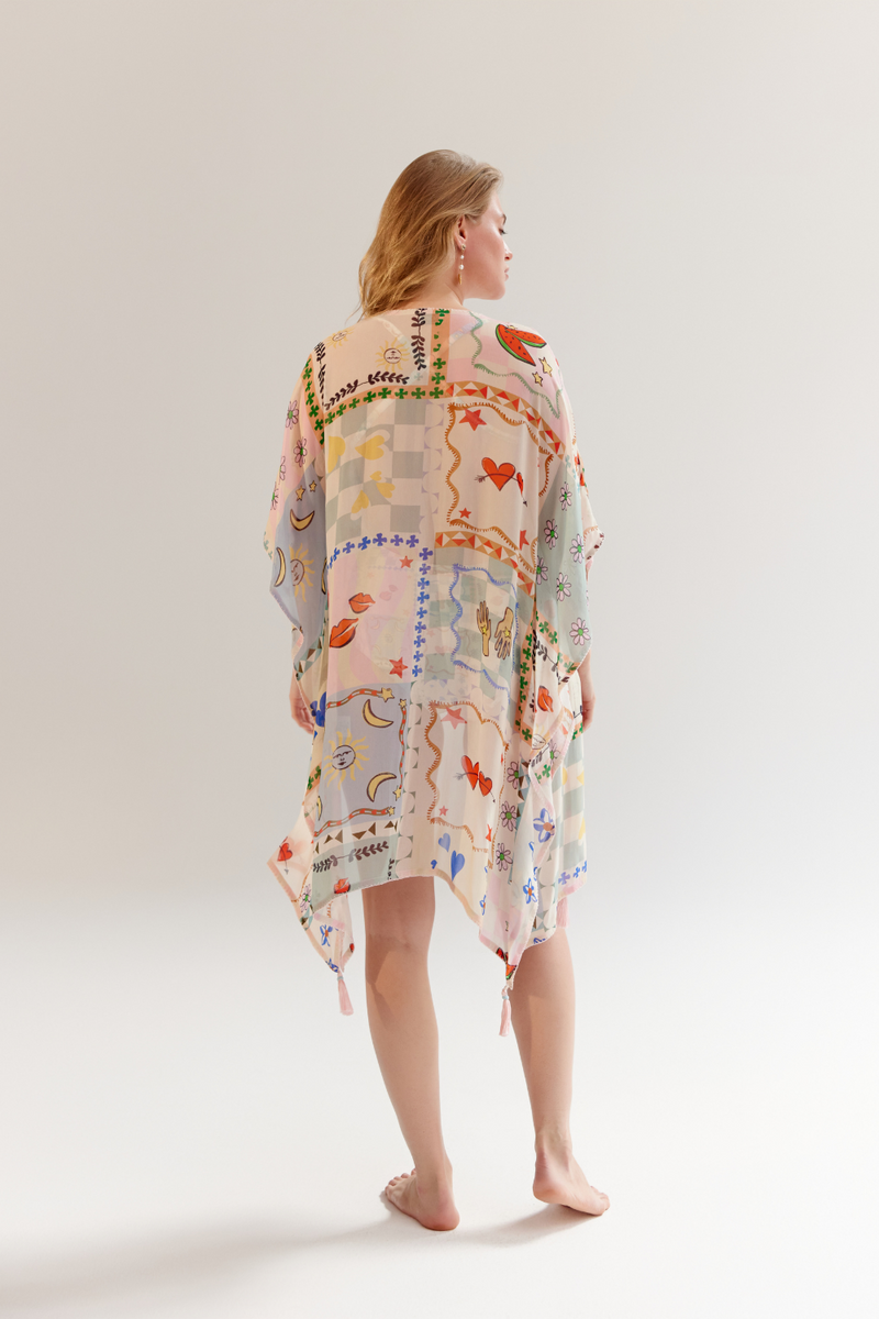 June Coverup (long) - Boardgame georgette by NOIB for women Worldwide