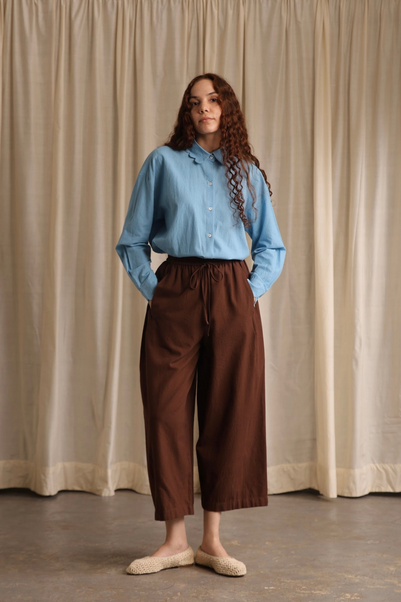 Louie Shirt - Cornflower cotton by MASON AND MILL in blue color for women Worldwide