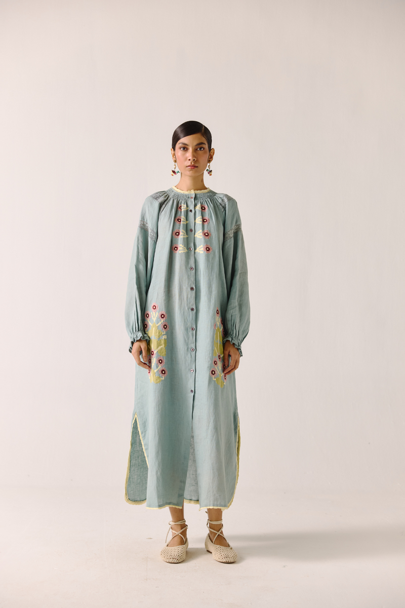 Chloe Dress - Pale Blue Pixel Applique by CORD in blue for women Worldwide