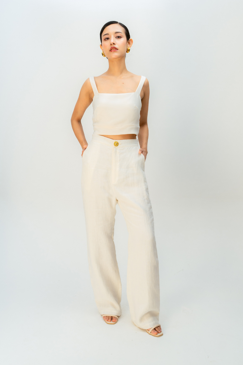 SOFT SAND TROUSER linen pant/trouser by Ode to Odd in off white for women Worldwide