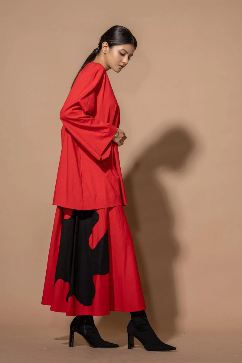 Hibiscus Skirt viscose lycra skirts by Stoique in red, black for women Worldwide
